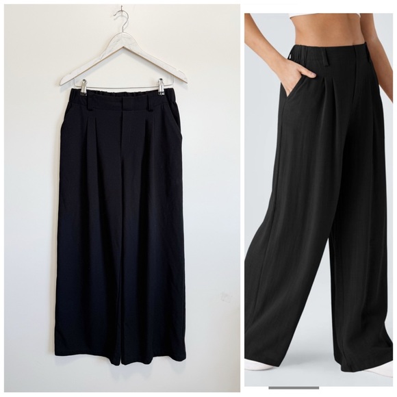 HALARA Black High Waisted Pocket Work Wide Leg Pants Medium M - Picture 1 of 11